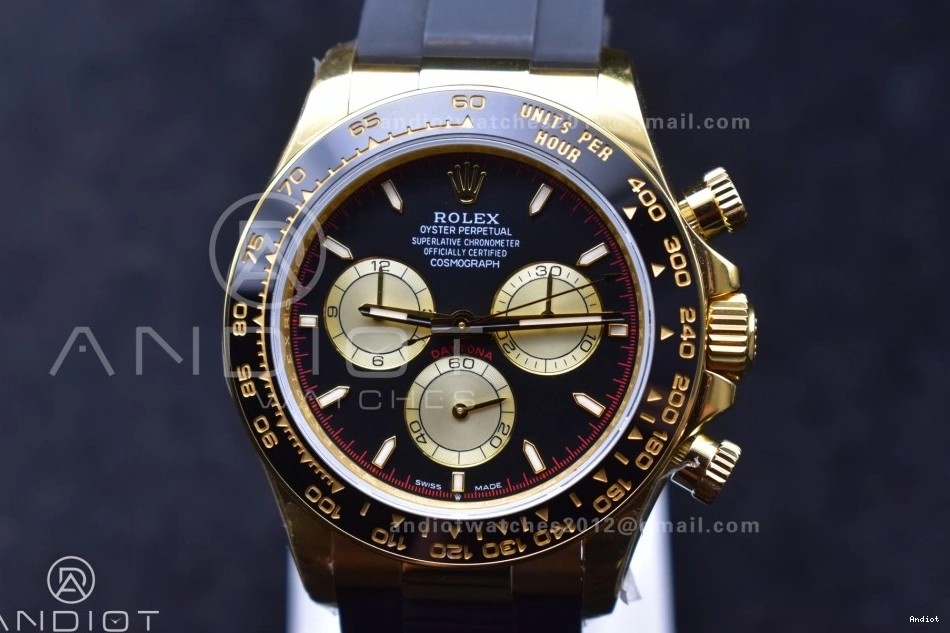 Black 1:1 Dial YG Edition Best (Weighted) 126518 V6 on Oysterflex Strap QF Daytona SH4131 0521
